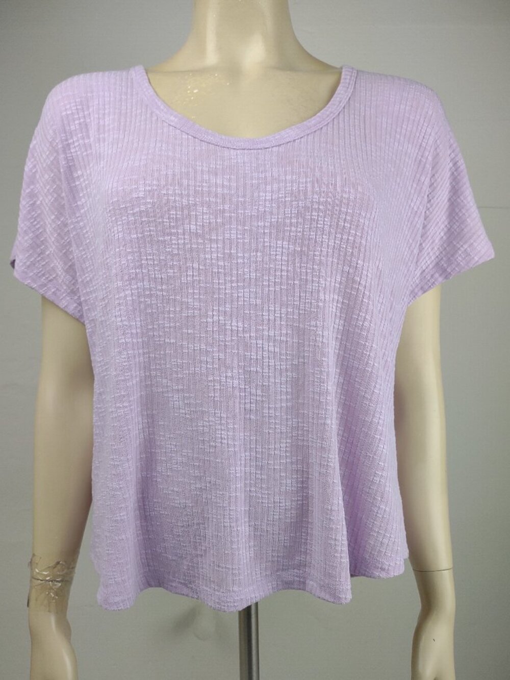 NWT Eddie Bauer lilac Short Sleeve Revive Rib Scoop Neck t-shirt ladies Large